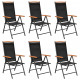 Chaises de jardin pliables 6 pcs textilène noir