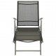 Chaise longue pliable textilène et aluminium noir et argenté 