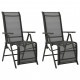 Chaises inclinables de jardin 2 pcs textilène et aluminium noir