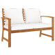 Banc de jardin meuble de patio d'extérieur terrasse avec coussin crème 120 cm bois solide d'acacia helloshop26 02_0011502