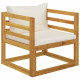 Chaise de jardin avec coussins bois d'acacia massif - Couleur au choix
