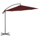 Parasol meuble de jardin déporté avec mât en acier 300 cm - Couleur au choix Rouge-bordeaux