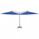 Parasol double avec mât en acier bleu azuré 600 cm 