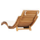 Transat chaise longue bain de soleil lit de jardin terrasse meuble d'extérieur pliable avec coussin blanc crème bois de teck helloshop26 02_0012835 