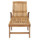 Transat chaise longue bain de soleil lit de jardin terrasse meuble d'extérieur bois de teck solide helloshop26 02_0012713 