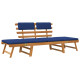 Banc de jardin 190 cm meuble de patio d'extérieur terrasse avec coussins bleu 2-en-1 bois solide d'acacia 