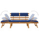 Banc de jardin 190 cm meuble de patio d'extérieur terrasse avec coussins bleu 2-en-1 bois solide d'acacia  