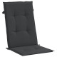 Coussins de chaise de jardin à dossier haut lot de 6 noir tissu 