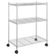 Étagère de stockage 3 niveaux et roues 60 x 35 x 81cm chrome 150 kg helloshop26 02_0000658