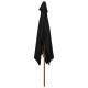 Parasol d'extérieur avec mât en bois noir 200x300 cm 