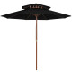 Parasol double avec mât en bois 270 cm - Couleur au choix Noir