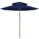 Parasol d'extérieur double avec mât en bois 270 cm bleu helloshop26 02_0008441
