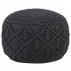 Pouf fait à la main en macramé anthracite 45x30 cm coton