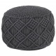 Pouf fait à la main en macramé anthracite 45x30 cm coton