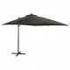 Parasol déporté avec mât et lumières led anthracite 250 cm