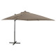 Parasol meuble de jardin déporté avec mât et lumières led 250 cm taupe helloshop26 02_0008534