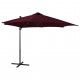 Parasol déporté avec mât et lumières led rouge bordeaux 300 cm