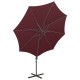 Parasol meuble de jardin déporté avec mât et lumières led rouge 300 cm bordeaux helloshop26 02_0008528 