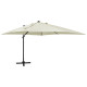 Parasol déporté avec mât et lumières led 300 cm - Couleur au choix