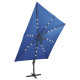 Parasol déporté avec mât et lumières led 300 cm - Couleur au choix Bleu-azur