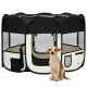 Parc pliable pour chien avec sac de transport noir 110x110x58cm