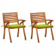 Chaises à dîner de jardin avec coussins 2 pcs acacia massif - Couleur au choix 