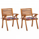 Chaises à dîner de jardin avec coussins 2 pcs acacia massif - Couleur au choix 