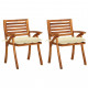 Chaises à dîner de jardin 2 pcs acacia massif - Couleur des coussins au choix 