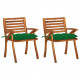 Chaises à dîner de jardin 2 pcs acacia massif - Couleur des coussins au choix 