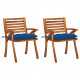 Chaises à dîner de jardin 2 pcs acacia massif - Couleur des coussins au choix 