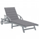 Chaise longue de jardin avec coussin bois d'acacia solide - Couleur au choix Gris