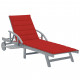 Chaise longue de jardin avec coussin bois d'acacia solide - Couleur au choix Rouge