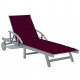 Chaise longue de jardin avec coussin bois d'acacia solide - Couleur au choix Rouge-bordeaux
