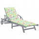 Chaise longue de jardin avec coussin bois d'acacia solide - Couleur au choix motif feuilles