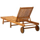 Transat chaise longue bain de soleil lit de jardin terrasse meuble d'extérieur avec coussin bois d'acacia solide helloshop26 02_0012409 