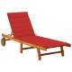 Transat chaise longue bain de soleil lit de jardin terrasse meuble d'extérieur avec coussin bois d'acacia solide helloshop26 02_0012370