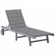 Chaise longue de jardin avec coussin gris bois d'acacia solide