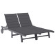 Transat chaise longue bain de soleil lit de jardin terrasse meuble d'extérieur 2 places avec coussin gris acacia helloshop26 02_0012226