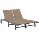 Chaise longue de jardin 2 places avec coussin gris acacia