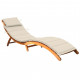 Chaise longue de jardin avec coussin bois d'acacia solide - Couleur au choix Crème