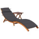 Transat chaise longue bain de soleil lit de jardin terrasse meuble d'extérieur avec table et coussin bois d'acacia helloshop26 02_0012623