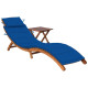 Transat chaise longue bain de soleil lit de jardin terrasse meuble d'extérieur avec table et coussin bois d'acacia helloshop26 02_0012611