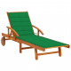 Chaise longue de jardin avec coussin bois d'acacia solide - Couleur au choix Vert