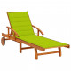 Chaise longue de jardin avec coussin bois d'acacia solide - Couleur au choix Vert Vif