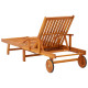 Transat chaise longue bain de soleil lit de jardin terrasse meuble d'extérieur avec table et coussin bois d'acacia helloshop26 02_0012636 