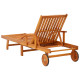 Transat chaise longue bain de soleil lit de jardin terrasse meuble d'extérieur avec table et coussin bois d'acacia helloshop26 02_0012635 