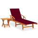 Transat chaise longue bain de soleil lit de jardin terrasse meuble d'extérieur avec table et coussin bois d'acacia helloshop26 02_0012614