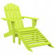 Chaise de jardin adirondack avec pouf bois de sapin - Couleur au choix Vert