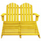 Chaise de jardin adirondack 2 places et pouf sapin massif - Couleur au choix Jaune