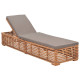 Transat chaise longue bain de soleil lit de jardin terrasse meuble d'extérieur avec coussin gris foncé bois de teck solide helloshop26 02_0012491